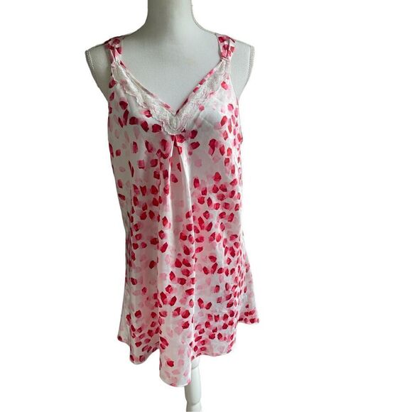 Oscar De La Renta Pink Label Lingerie/ Nightgown / Slip Pink/ Red / L Romantic - Picture 1 of 10